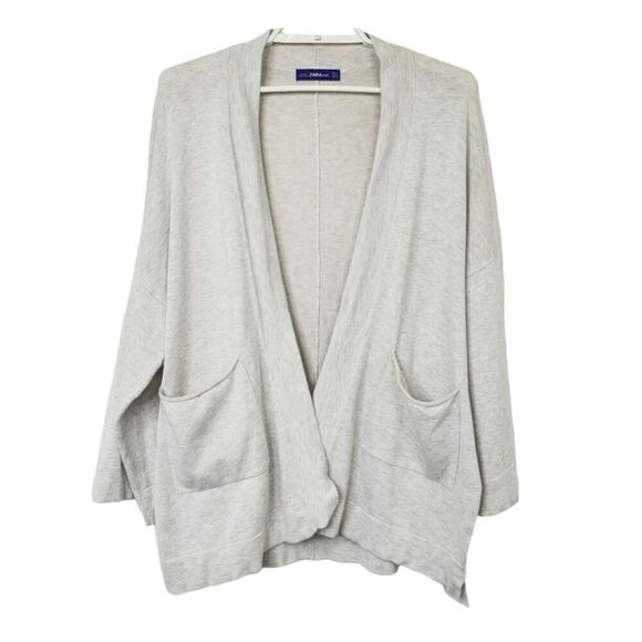 ✨Zara Grey Open Front Oversized Slouchy Knit Kimono Style Sz Small Cardigan✨ - Picture 6 of 13